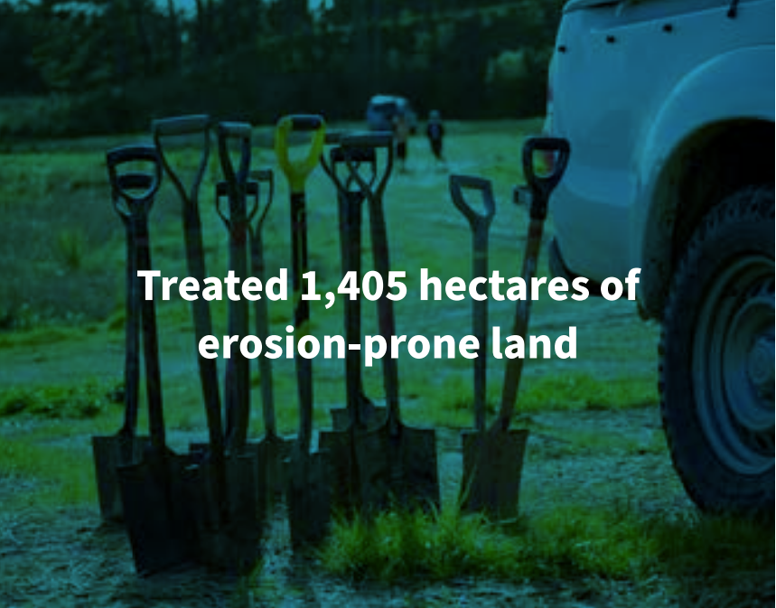 Treated 1,405 hectares of erosion-prone land